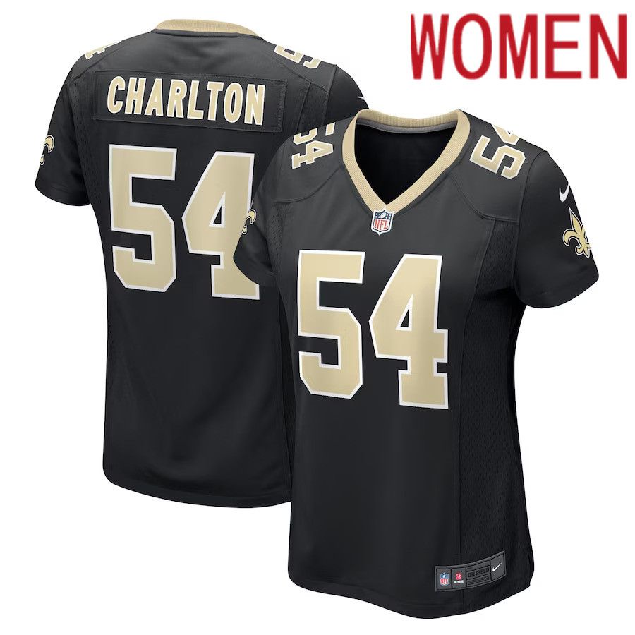 Women New Orleans Saints #54 Taco Charlton Nike Black Game Player NFL Jersey